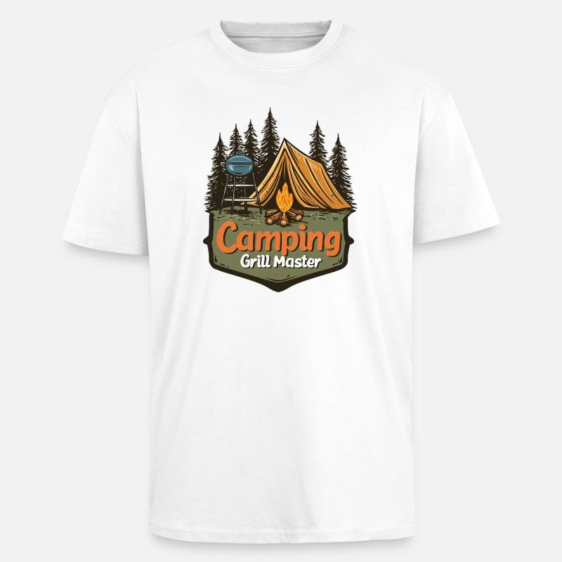 Camping Grilling Saying Camping Grill Master Camper - Unisex Oversized Heavyweight T-shirt - white