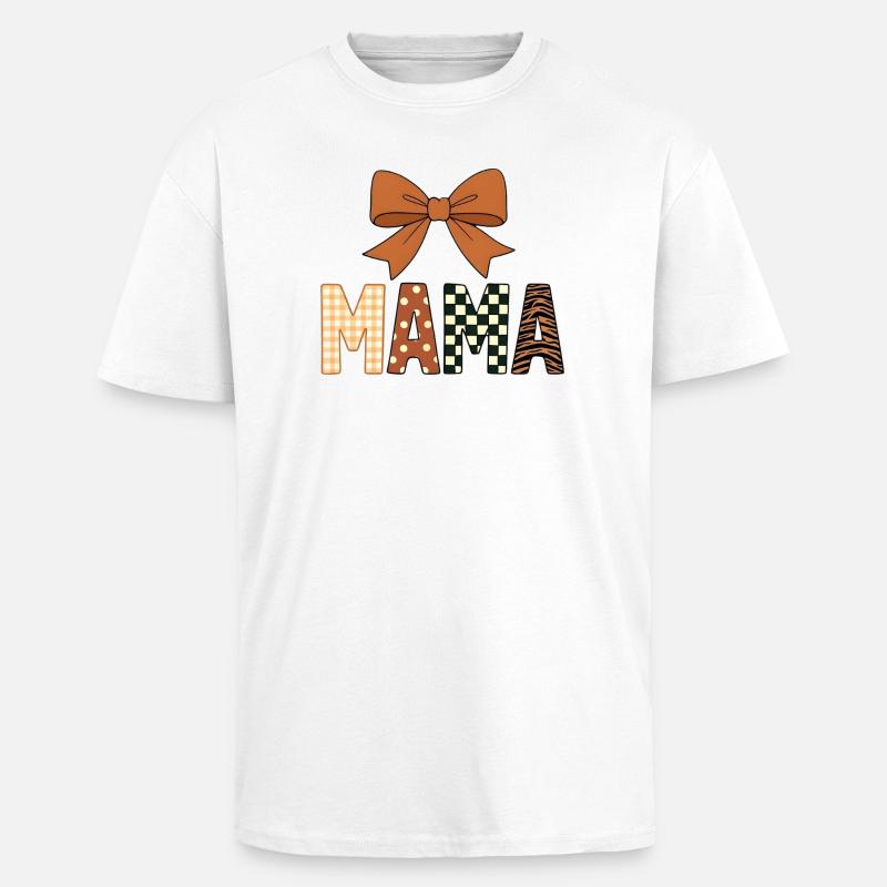 Bunte, verspielte MAMA-Texte mit mädchenhafter Schleife - Oversized Heavyweight Unisex T-Shirt - Weiß