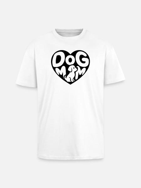Hundemama Herzdesign mit kleinem Hund - Oversized Heavyweight Unisex T-Shirt - Weiß