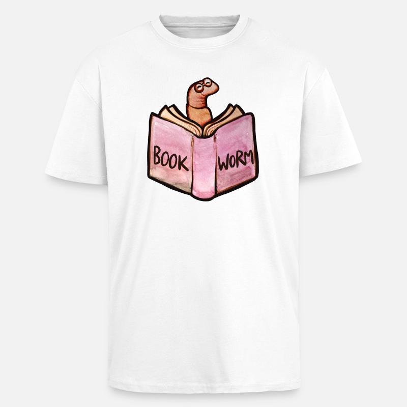 Bookworm Reader: Pink Open Book - Oversized Heavyweight Unisex T-Shirt - Weiß