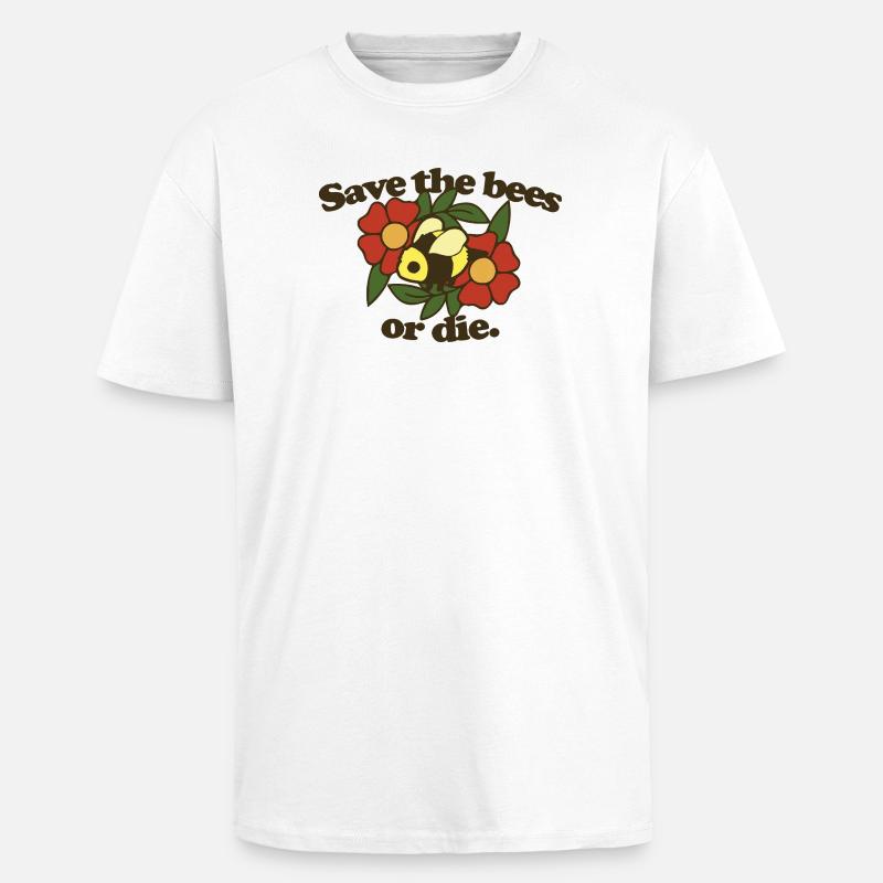 Rette die Bienen oder stirb - Oversized Heavyweight Unisex T-Shirt - Weiß