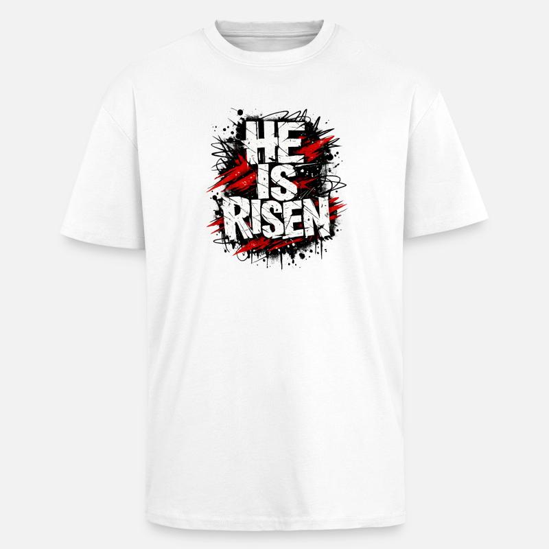 He is Risen Jesus Easter - Unisex Oversized Heavyweight T-shirt - white