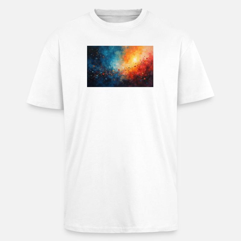 Cosmic Dawn Abstract Splash - Oversized Heavyweight Unisex T-Shirt - Weiß