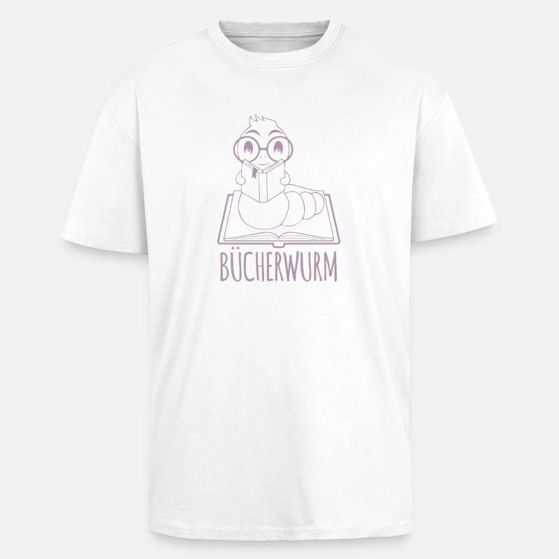 Bücherwurm Silhouette Minimalistisch Nerd - Oversized Heavyweight Unisex T-Shirt - Weiß
