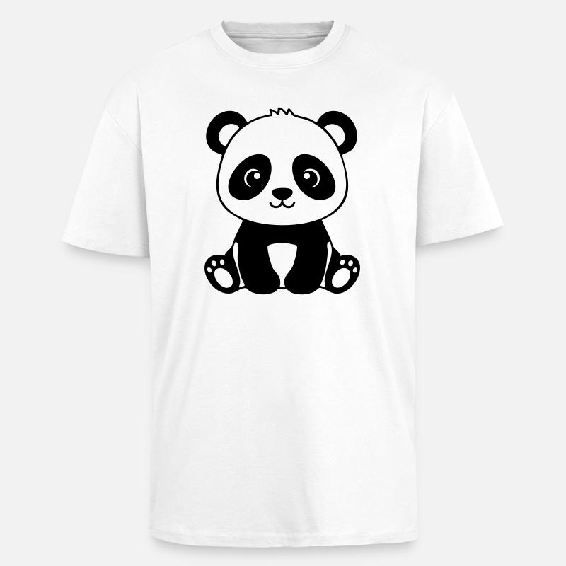 Bébé Panda mignon – Noir & Blanc - T-shirt unisexe oversize épais - blanc