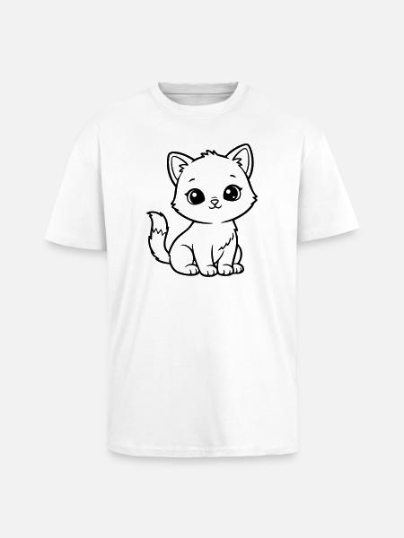 Cute Baby Cat – Black & White Kitten - Unisex Oversized Heavyweight T-shirt - white
