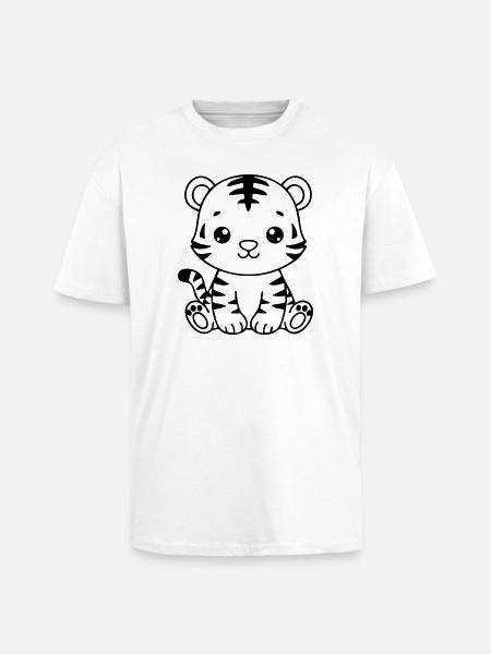 Cute Baby Tiger – Black & White Cub - Unisex Oversized Heavyweight T-shirt - white