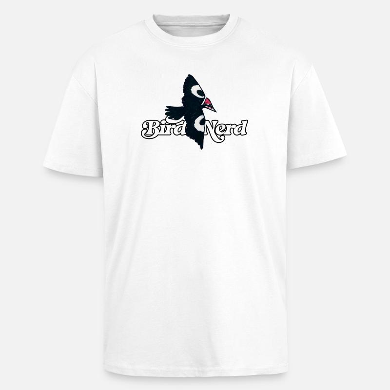 Bird Nerd Logo Tee - Oversized Heavyweight Unisex T-Shirt - Weiß
