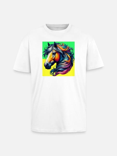 Pferd - Oversized Heavyweight Unisex T-Shirt - Weiß