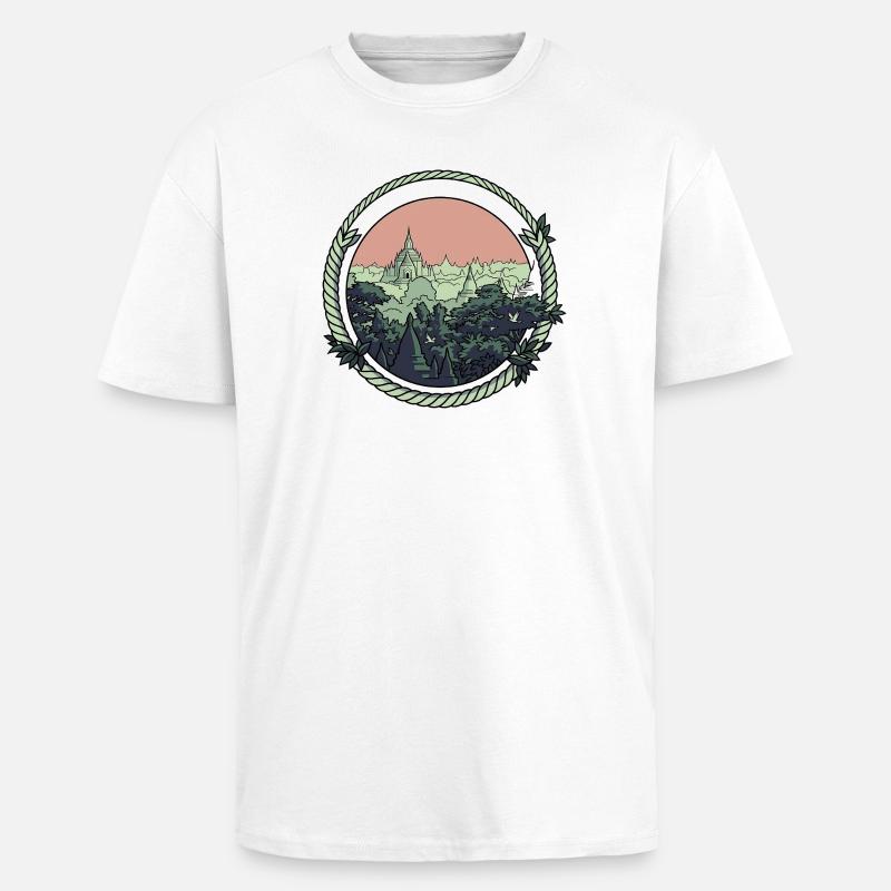 Style de bande dessinée pagode - T-shirt unisexe oversize épais - blanc