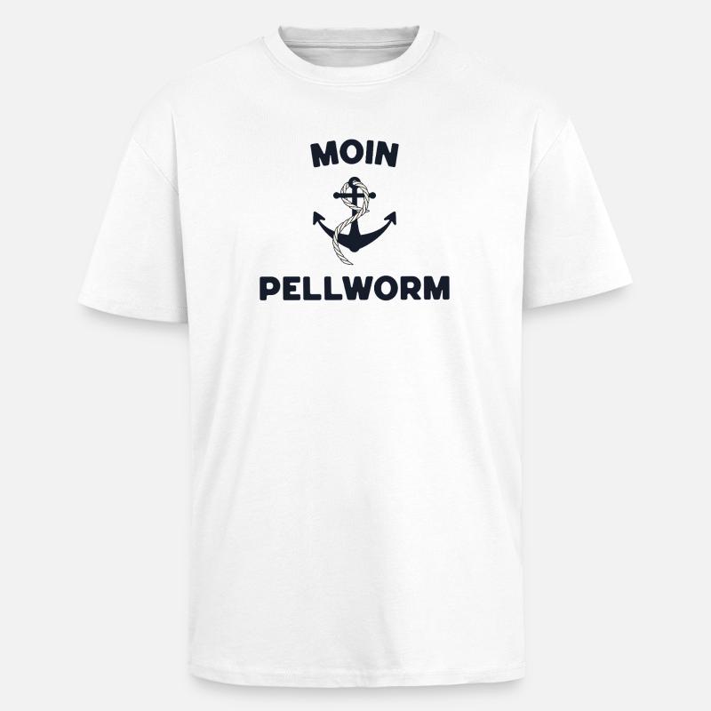 Moin Pellworm – Maritimes Anker-Design - Oversized Heavyweight Unisex T-Shirt - Weiß