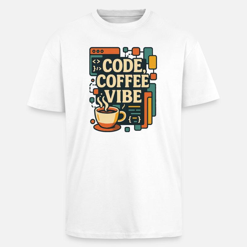 Code Coffee Vibe – Lustiges Programmer T-Shirt - Oversized Heavyweight Unisex T-Shirt - Weiß