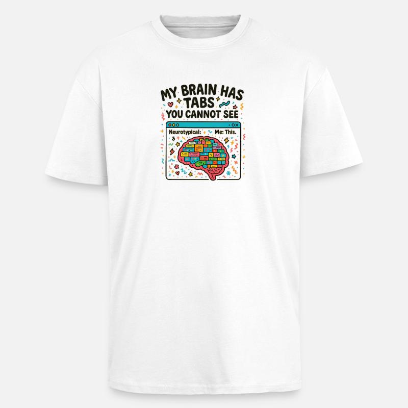 Buntes Gehirn mit versteckten Tabs - Oversized Heavyweight Unisex T-Shirt - Weiß