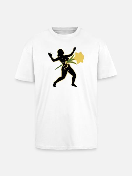 Dance of the Silhouette with Flower - Unisex Oversized Heavyweight T-shirt - white