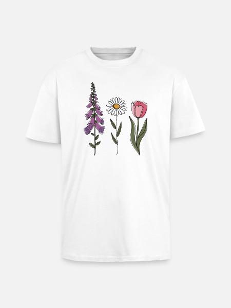 Foxglove-Daisy Tulip III - Oversized Heavyweight Unisex T-Shirt - Weiß