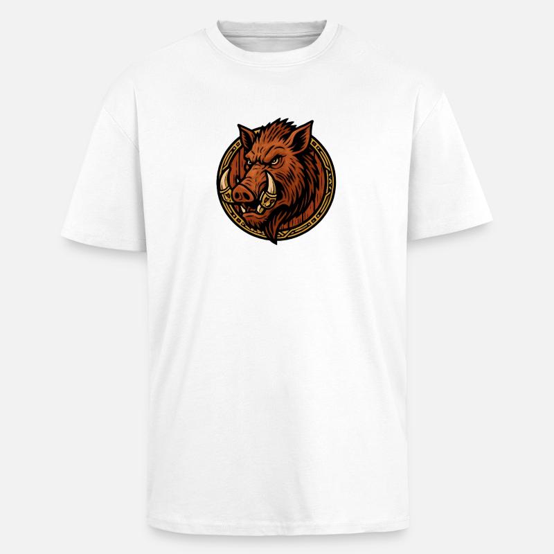 Wilder Eber Ring Tribal Stil - Oversized Heavyweight Unisex T-Shirt - Weiß