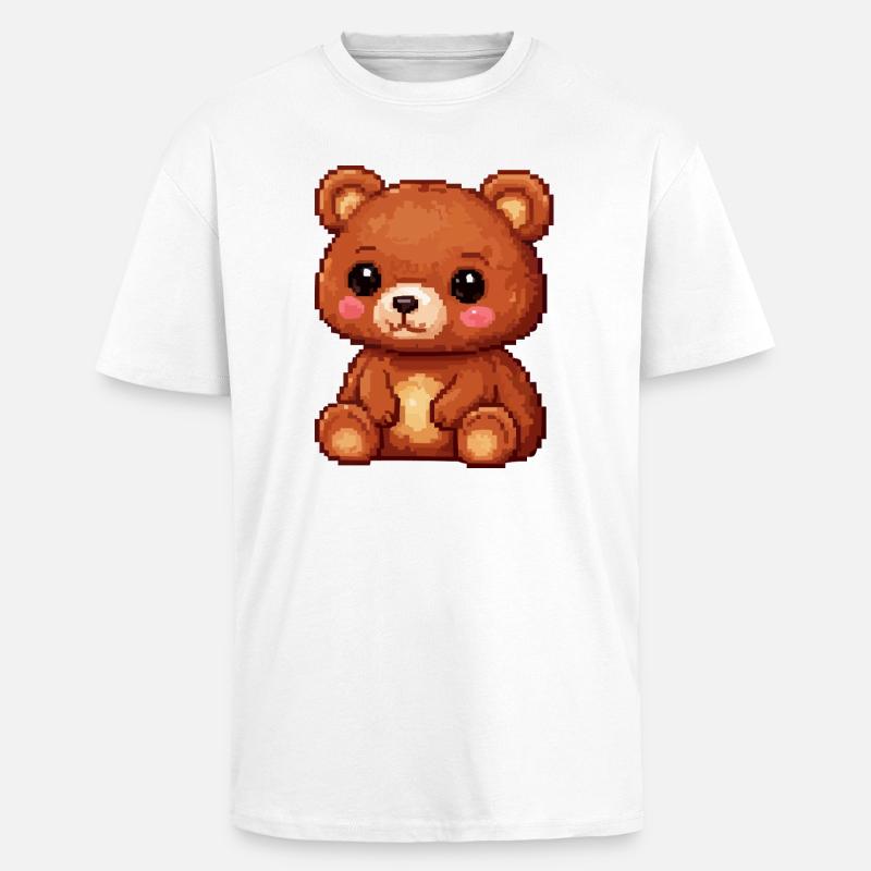 Teddy Bear Pixel Comic - T-shirt unisexe oversize épais - blanc