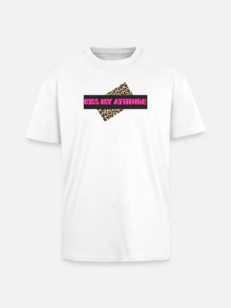 Kiss My Attitude - Oversized Heavyweight Unisex T-Shirt - Weiß