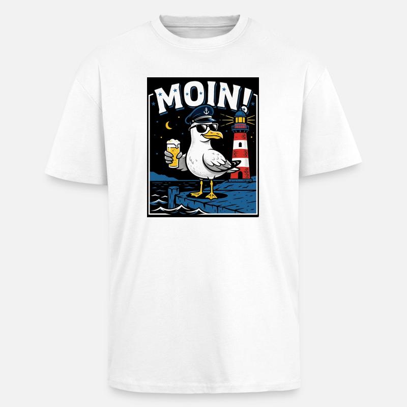 Küste Kneipe Möwe Bier - Oversized Heavyweight Unisex T-Shirt - Weiß