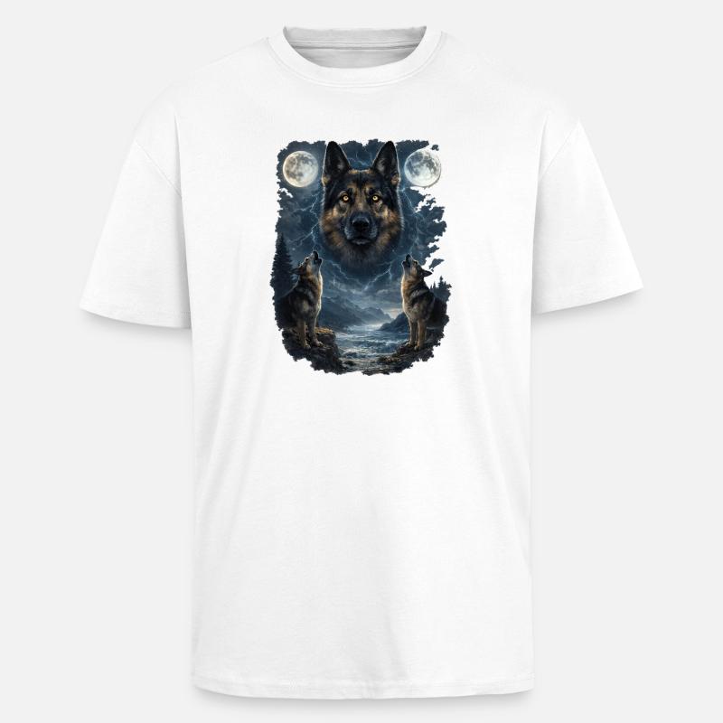 Zwei Monde German Sheperd - Oversized Heavyweight Unisex T-Shirt - Weiß