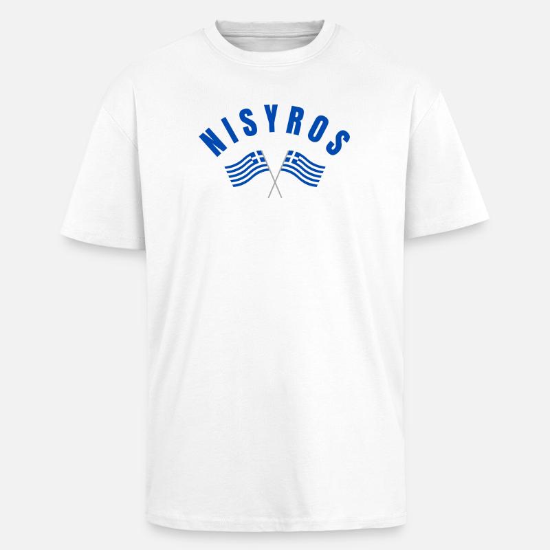 Drapeaux grecs de Nisyros - T-shirt unisexe oversize épais - blanc