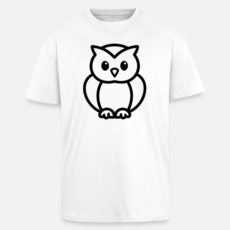 Eule - Oversized Heavyweight Unisex T-Shirt - Weiß