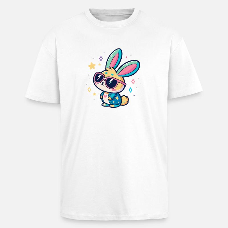 Pastel Bunny Pop Sonnenbrille - Oversized Heavyweight Unisex T-Shirt - Weiß