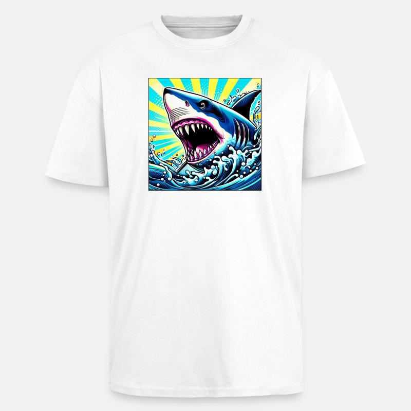 Requin - T-shirt unisexe oversize épais - blanc