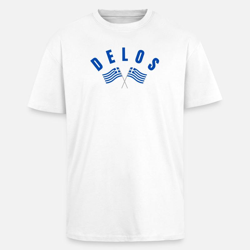 Drapeaux grecs de Delos Traversé - T-shirt unisexe oversize épais - blanc