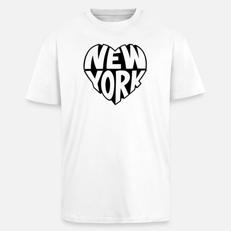 New York angular heart - Unisex Oversized Heavyweight T-shirt - white