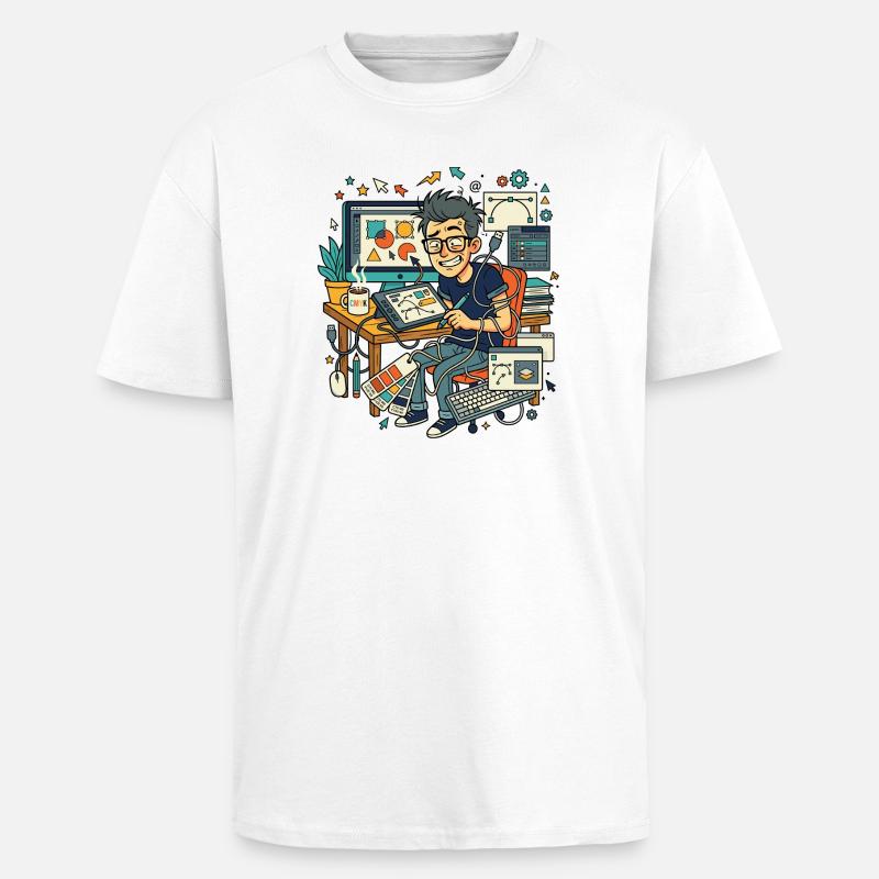 Grafisk designer arbejdsgangskaos - Unisex oversized heavyweight t-shirt - hvid