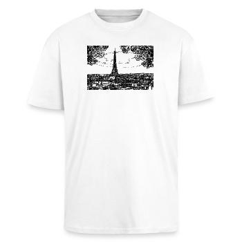Eiffelturm linienzeichnung - Oversized Heavyweight Unisex T-Shirt - Weiß - Vorne - Alina (178cm) & Michal (187cm)