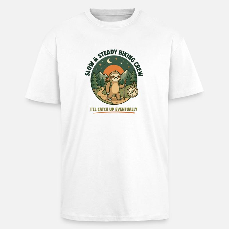 Langsame und stetige Wandergruppe - Oversized Heavyweight Unisex T-Shirt - Weiß