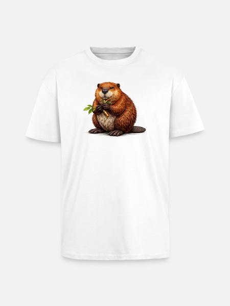 Biber Tier Wildnis - Oversized Heavyweight Unisex T-Shirt - Weiß