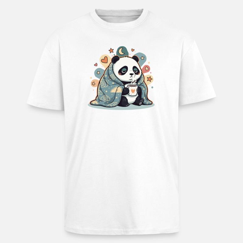 Cuddly panda under cloud cover - Unisex Oversized Heavyweight T-shirt - white
