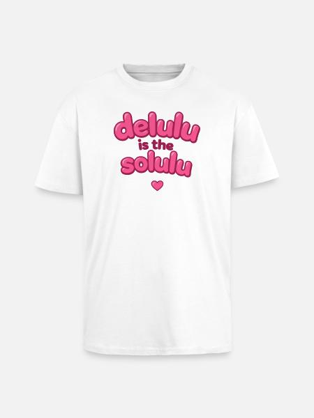 Delulu Pink Bubble Text - Oversized Heavyweight Unisex T-Shirt - Weiß