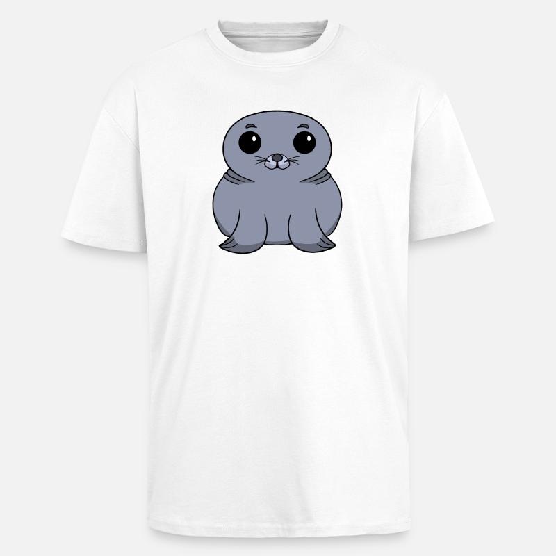 Phoques Chibi - T-shirt unisexe oversize épais - blanc