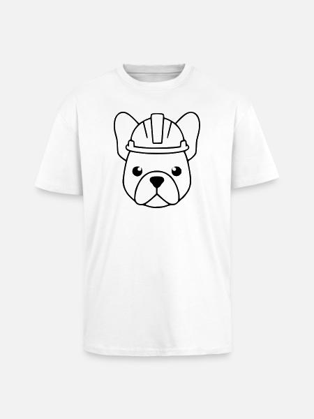 Frenchie Bauhelm Kopf Outline - Oversized Heavyweight Unisex T-Shirt - Weiß