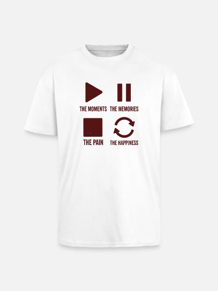 Mindfulness, Moments, Memories, Happiness - Unisex Oversized Heavyweight T-shirt - white