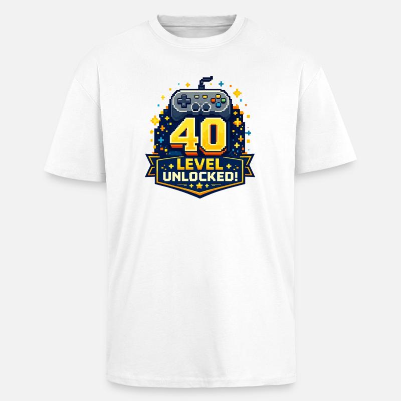 40 Level Freigeschaltet Retro Controller - Oversized Heavyweight Unisex T-Shirt - Weiß
