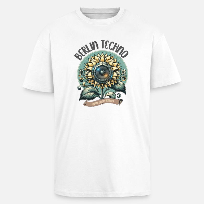 Berlin Techno - Love and Beats - Oversized Heavyweight Unisex T-Shirt - Weiß