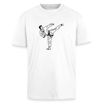 Karate Sketch - Unisex Oversized Heavyweight T-shirt - white - Front - Alina (178cm) & Michal (187cm)