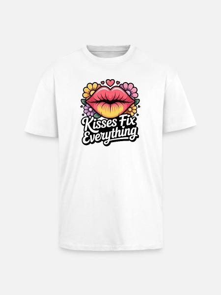 Kisses and hugs heal everything - Unisex Oversized Heavyweight T-shirt - white