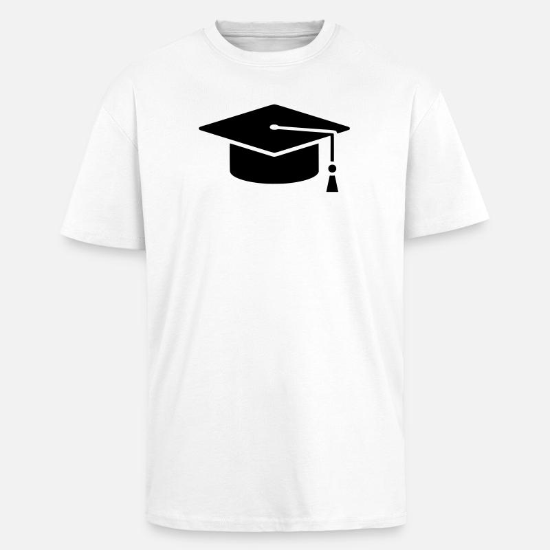 Graduation Cap Absolvent Logo - Oversized Heavyweight Unisex T-Shirt - Weiß