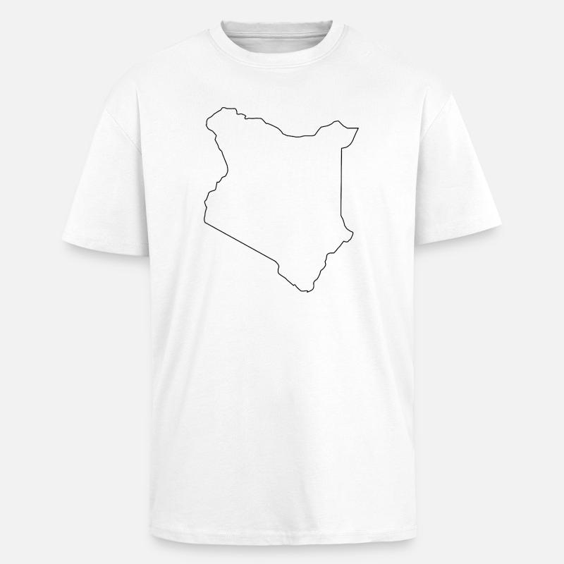 Plan de la carte du Kenya - T-shirt unisexe oversize épais - blanc