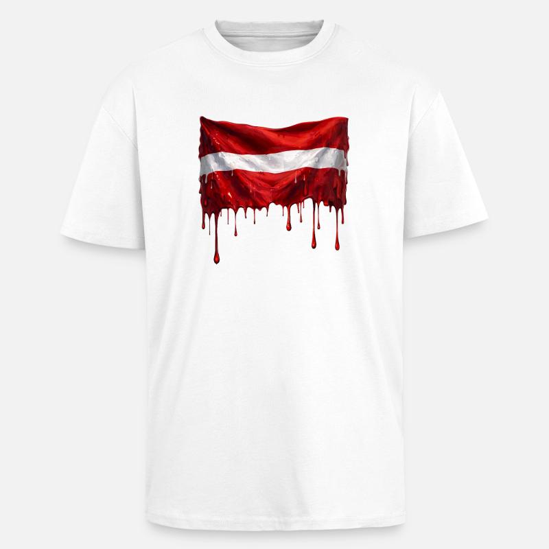 Drapeau letton couleur - T-shirt unisexe oversize épais - blanc