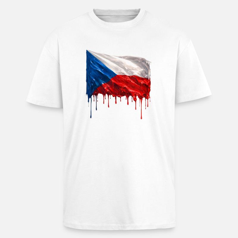 Drapeau tchèque couleur - T-shirt unisexe oversize épais - blanc
