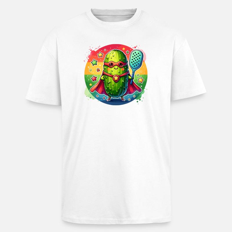 Pickleball Superheld Helden Gurke Paddle - Oversized Heavyweight Unisex T-Shirt - Weiß