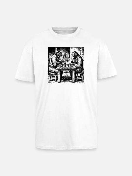 Monkeys play chess T-Shirt - Unisex Oversized Heavyweight T-shirt - white
