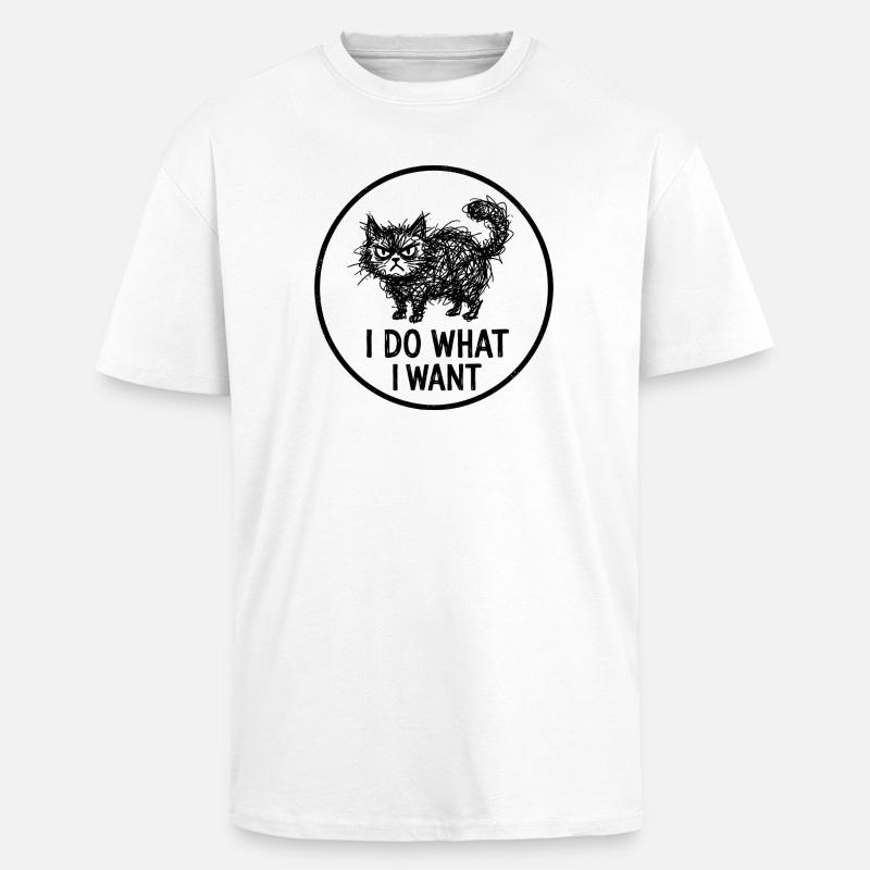 Ich mache, was ich will Katzenlogo - Oversized Heavyweight Unisex T-Shirt - Weiß